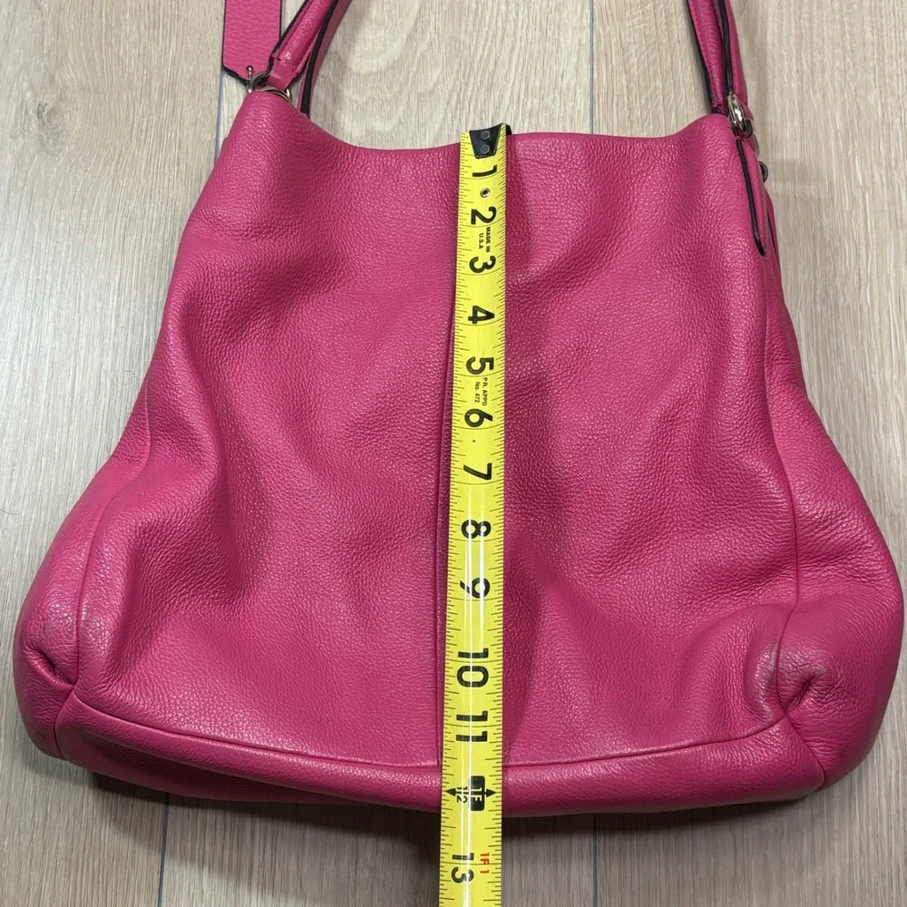 Coach Phoebe Madison Dahlia Pink Pebbled Leather Shoulder Bag Hobo F28997